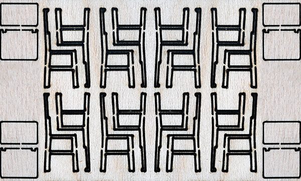 Kit 8 CHAISES DE CUISINE, échelle O, France