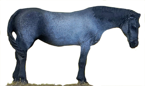 CHEVAL GRIS TÊTE HAUTE PEINT, échelle O