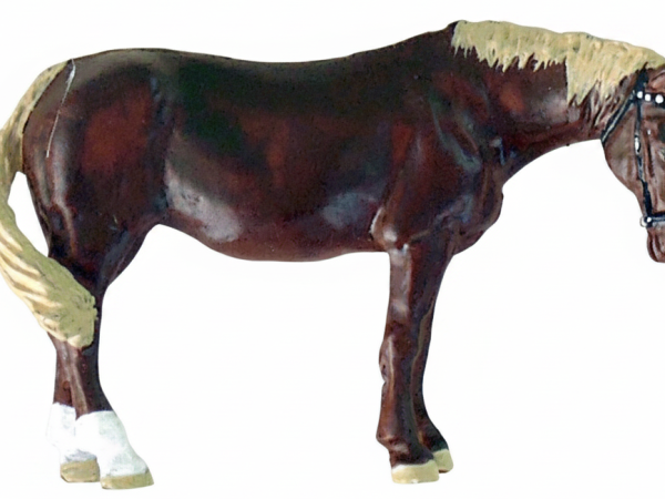 CHEVAL BRUN CLAIR TÊTE HAUTE PEINT, échelle O