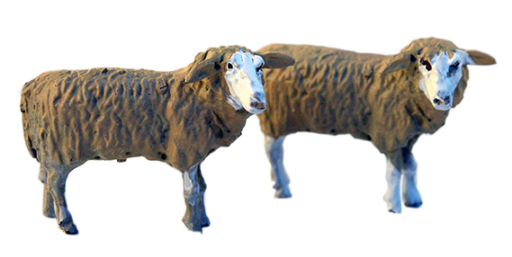 1 MOUTON en ÉTAIM TÊTE TOURNÉE PEINT, échelle O