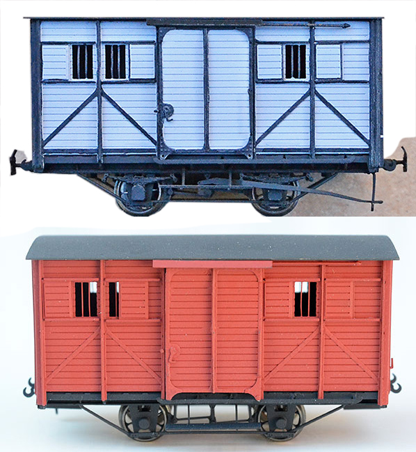 PAIRE de WAGONS COUVERTS CP/SUD FRANCE MONTÉS & PEINTS, échelle HOm, France
