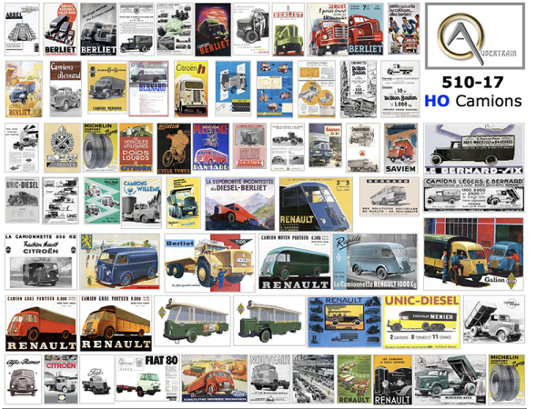AFFICHES CONSTRUCTEURS CAMIONS FRANÇAIS, échelle HO, France