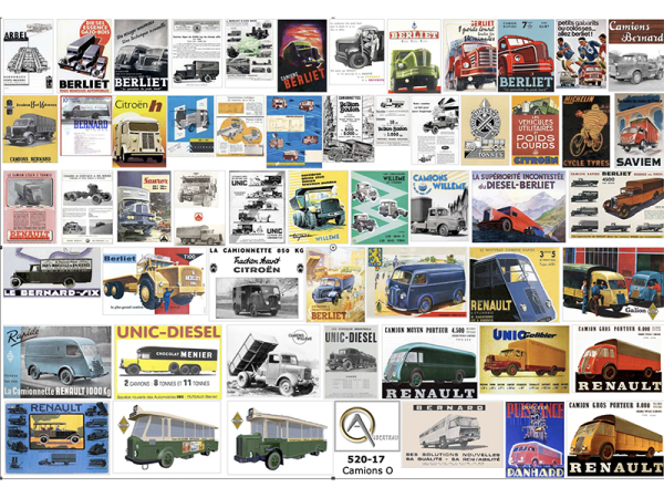AFFICHES CONSTRUCTEURS CAMIONS FRANÇAIS, échelle O, France
