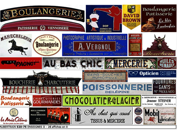 AFFICHES ENSEIGNES de COMMERCES TYPIQUES II, échelle O, France