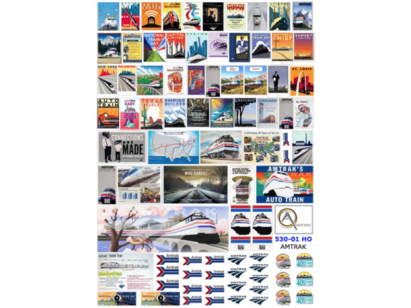 AFFICHES AMTRAK, échelle HO, États-Unis