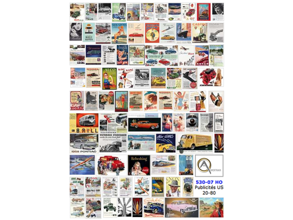 AFFICHES PUBS US, échelle HO, États-Unis